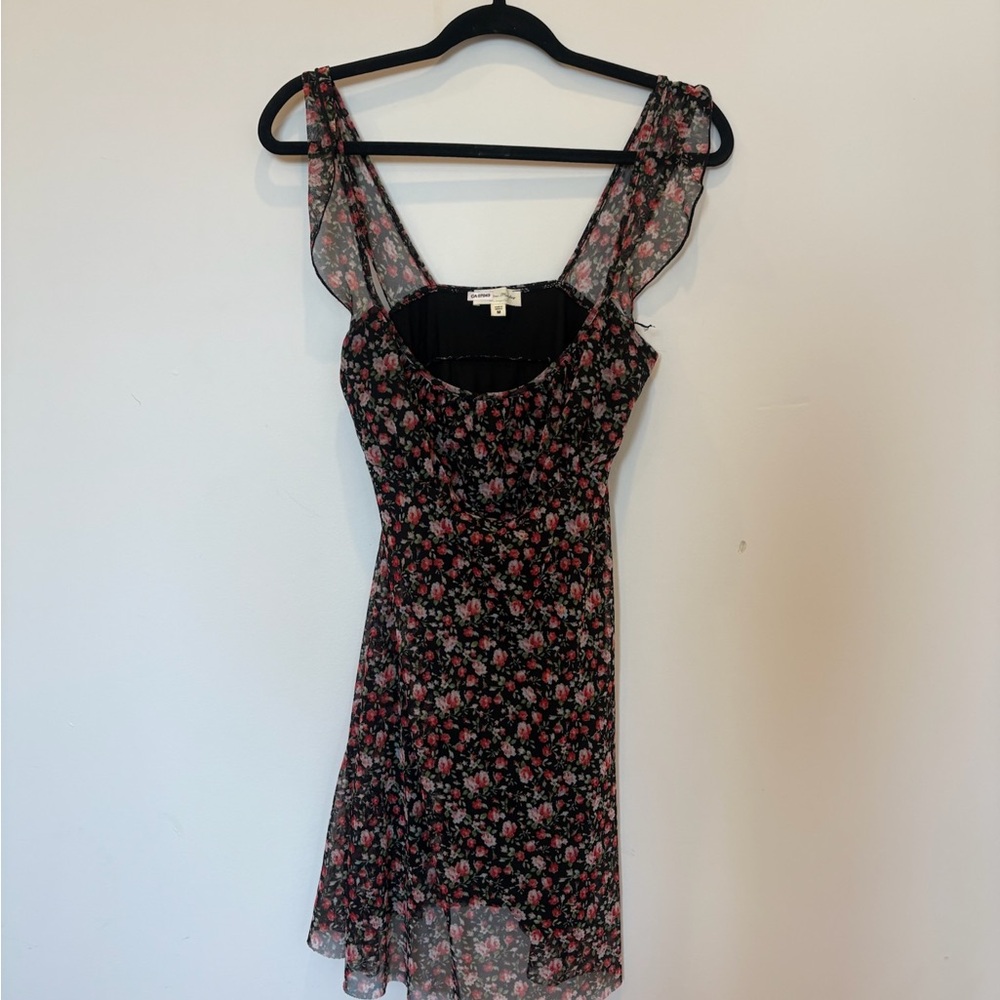 floral rose mesh dress summer girly mini dress aesthetic with flower detail